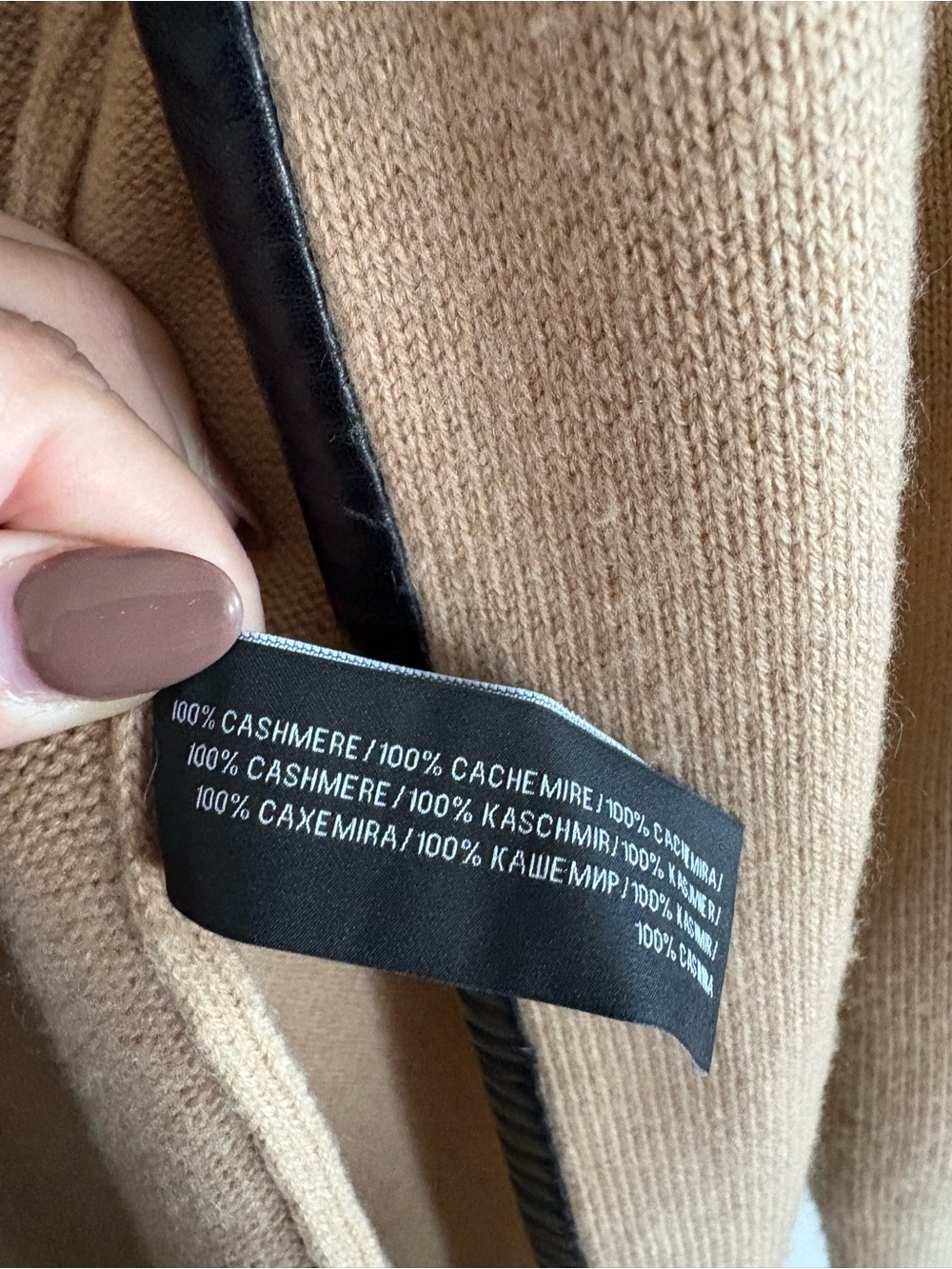 Ralph Lauren Black Label 100% Cashmere Cardigan Leather Trim XL - Picture 6 of 6